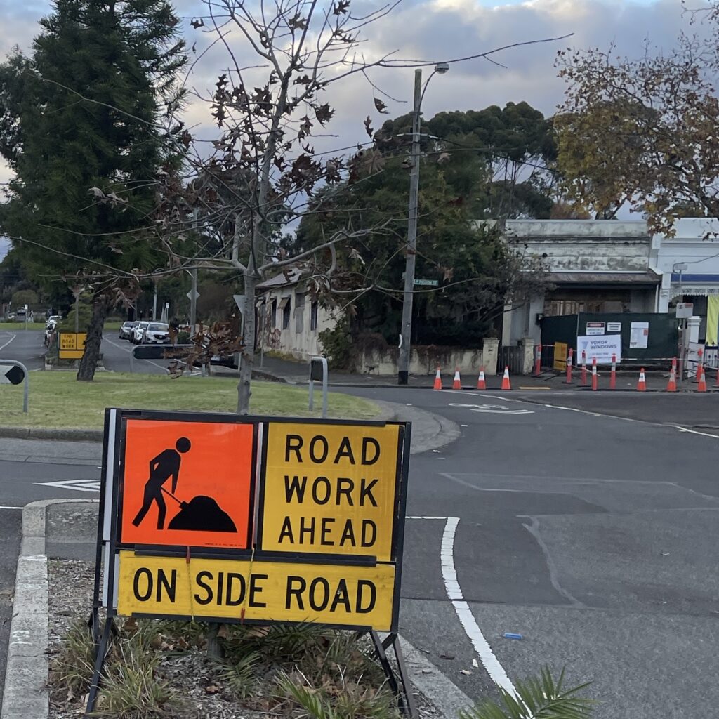 Road closed sign