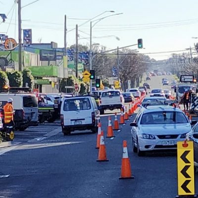 Traffic under contraflow Melbourne Australia